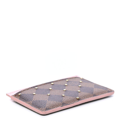Louis Vuitton Damier Ebene Studded Card Holder Rose Ballerine 3 of 5