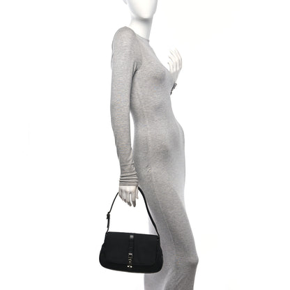 Gucci Canvas Textured Dollar Calfskin Small Jackie O Hobo Black 2 of 10