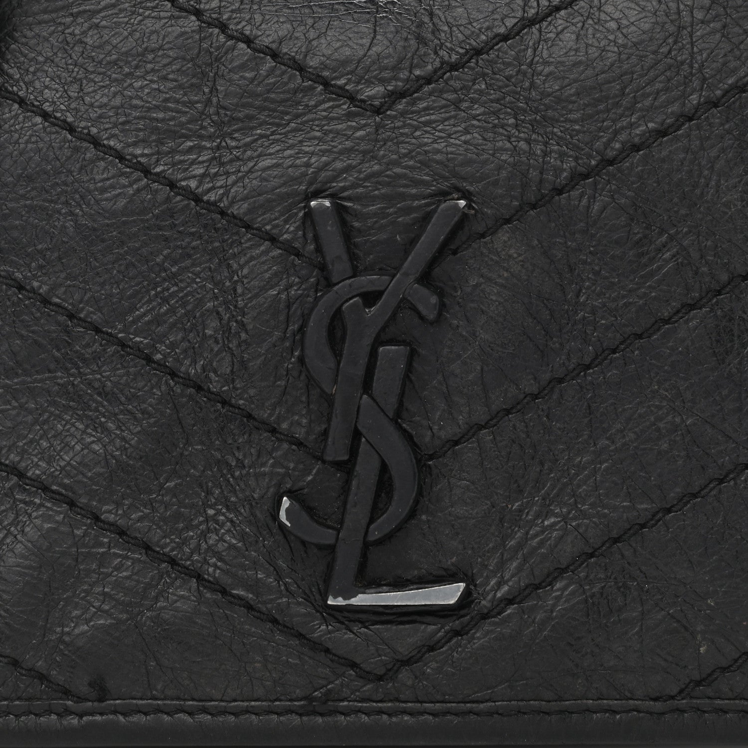 Saint Laurent Crinkled Calfskin Matelasse Monogram Niki Chain Wallet Black 10 of 12