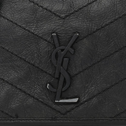 Saint Laurent Crinkled Calfskin Matelasse Monogram Niki Chain Wallet Black 10 of 12