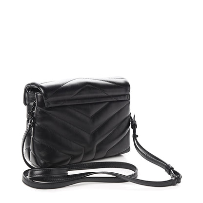 Saint Laurent Calfskin Y Quilted Monogram Toy Loulou Crossbody Bag Black 2 of 9