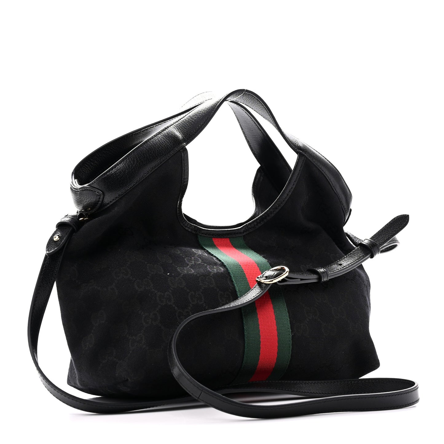 Denim GG Monogram Web Small Giglio Tote Black