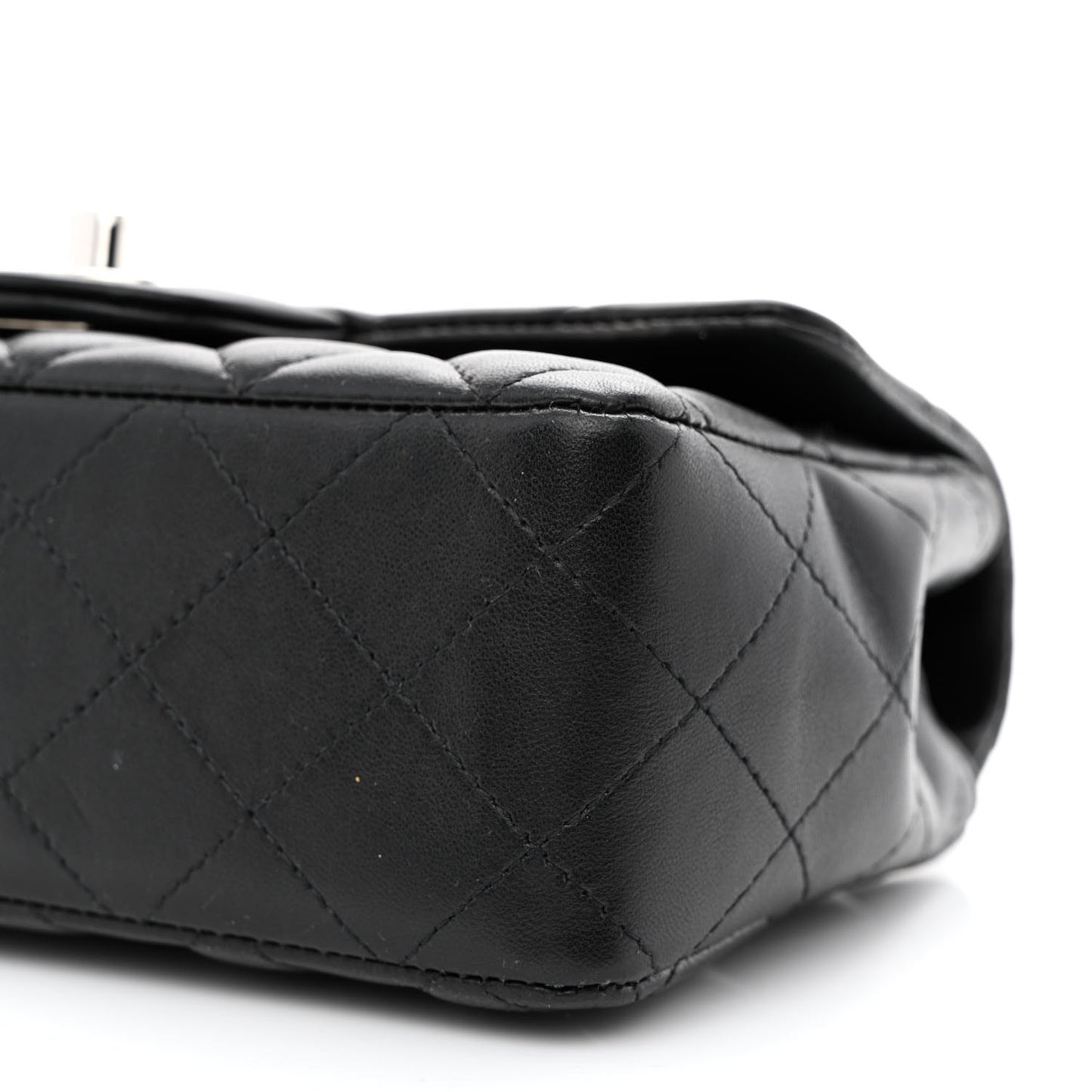 Lambskin Quilted Mini Rectangular Flap Black