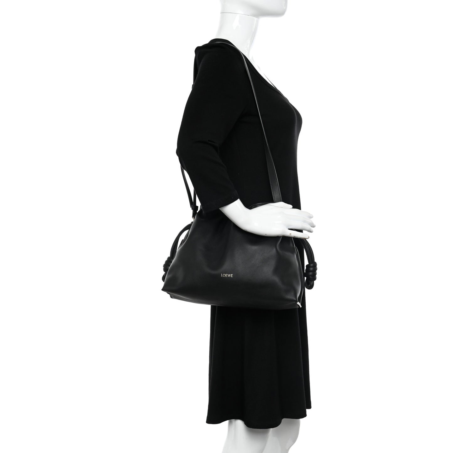Nappa Flamenco Knot Clutch Black
