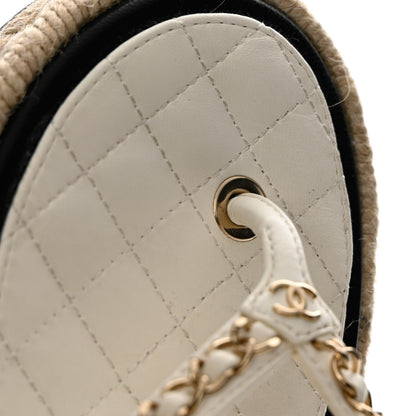 Chanel Lambskin Chain CC Thong Espadrille Sandals 37 White 9 of 10