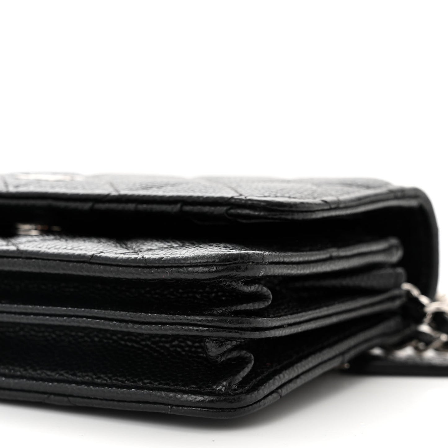 Caviar Quilted Mini Wallet On Chain WOC Black