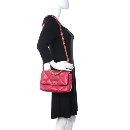 Chanel Goatskin Quilted Medium Chanel 19 Flap Dark Pink 2 of 11