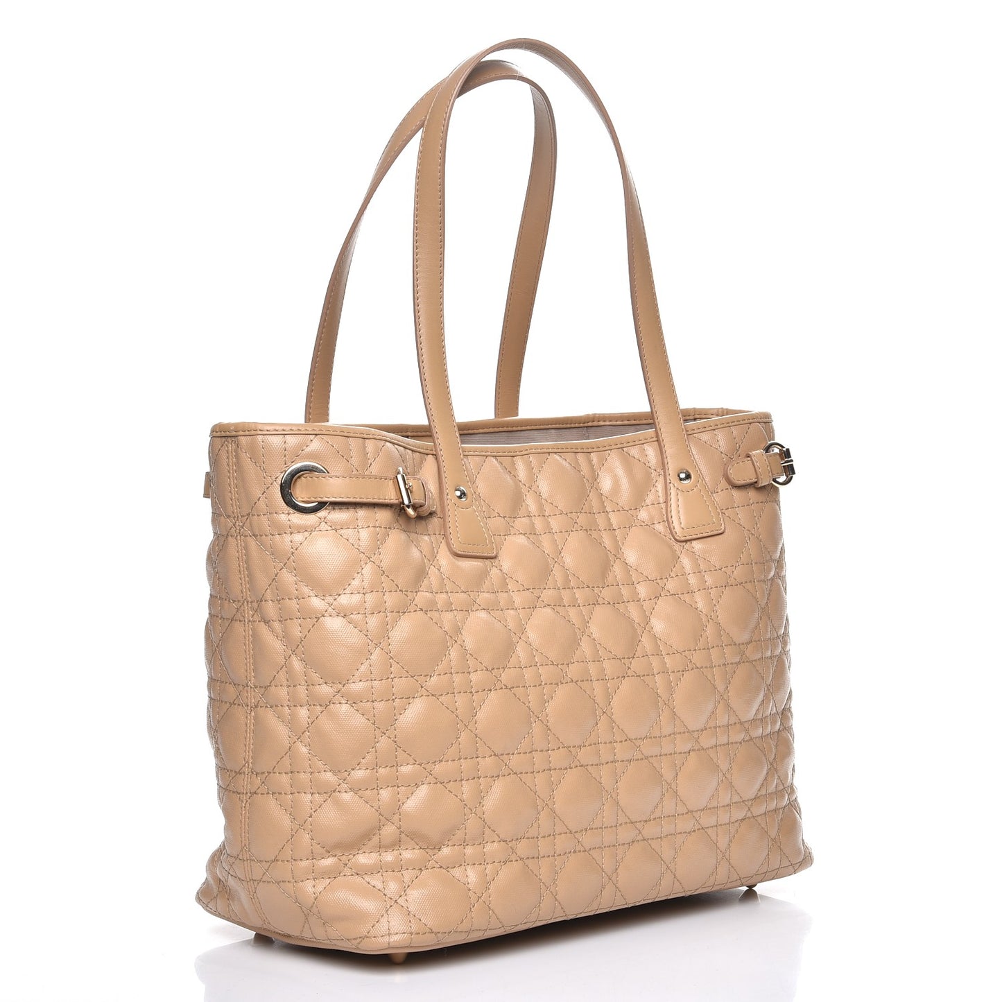 Coated Canvas Cannage Small Panarea Tote Beige