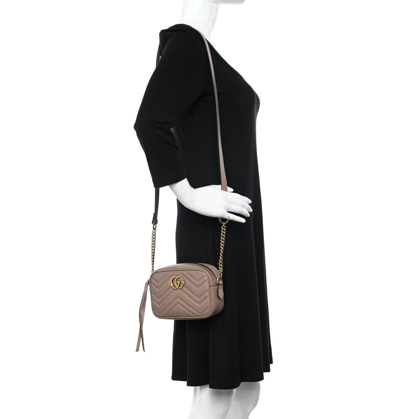 Calfskin Matelasse Mini GG Marmont Chain Shoulder Bag Porcelain Rose