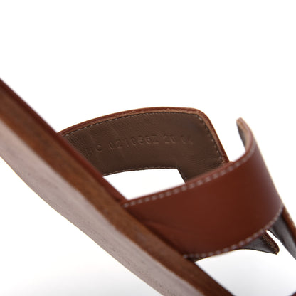 Hermes Box Calfskin Oran Sandals 38.5 Gold 8 of 16