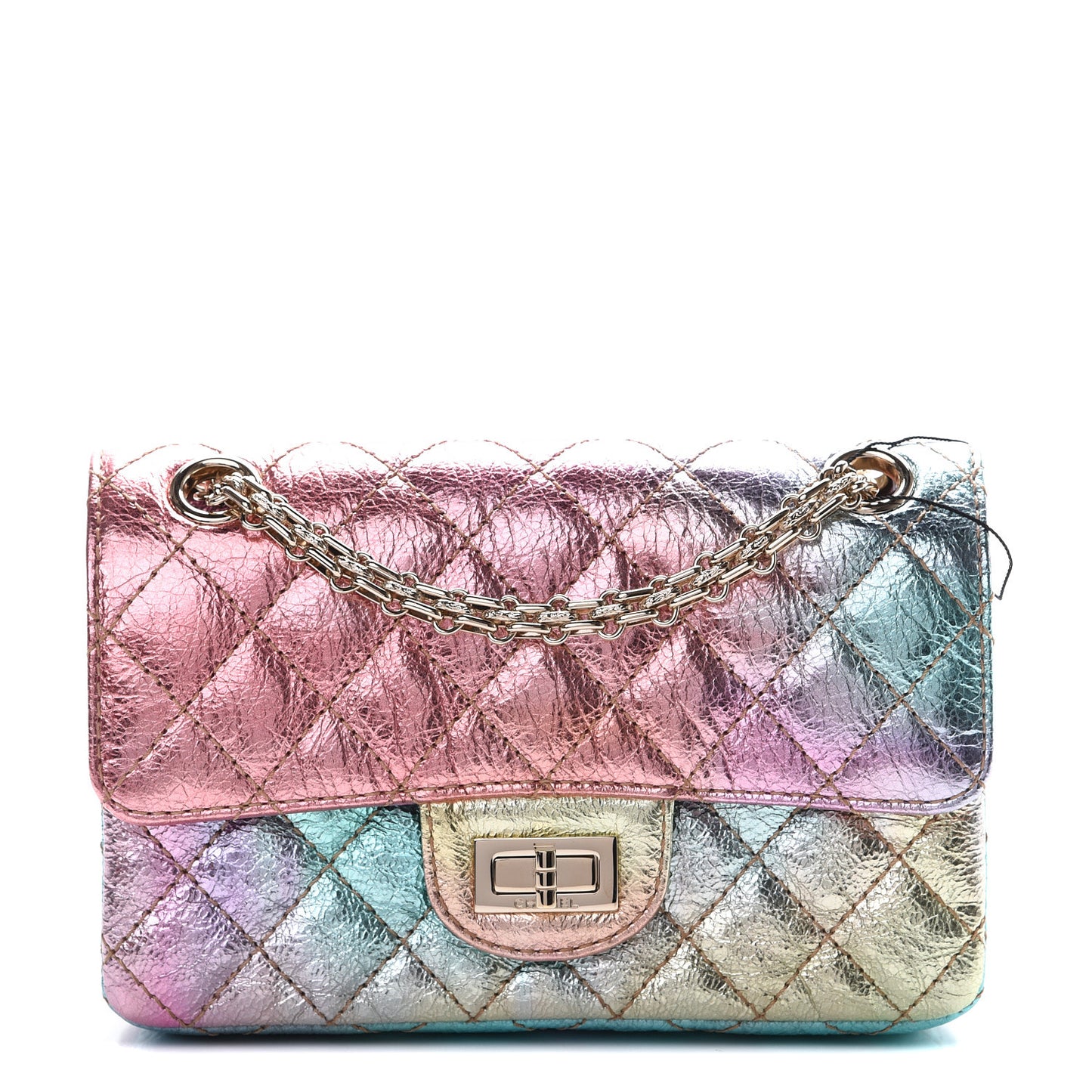 Metallic Goatskin Quilted Mini 2.55 Reissue Flap Multicolor