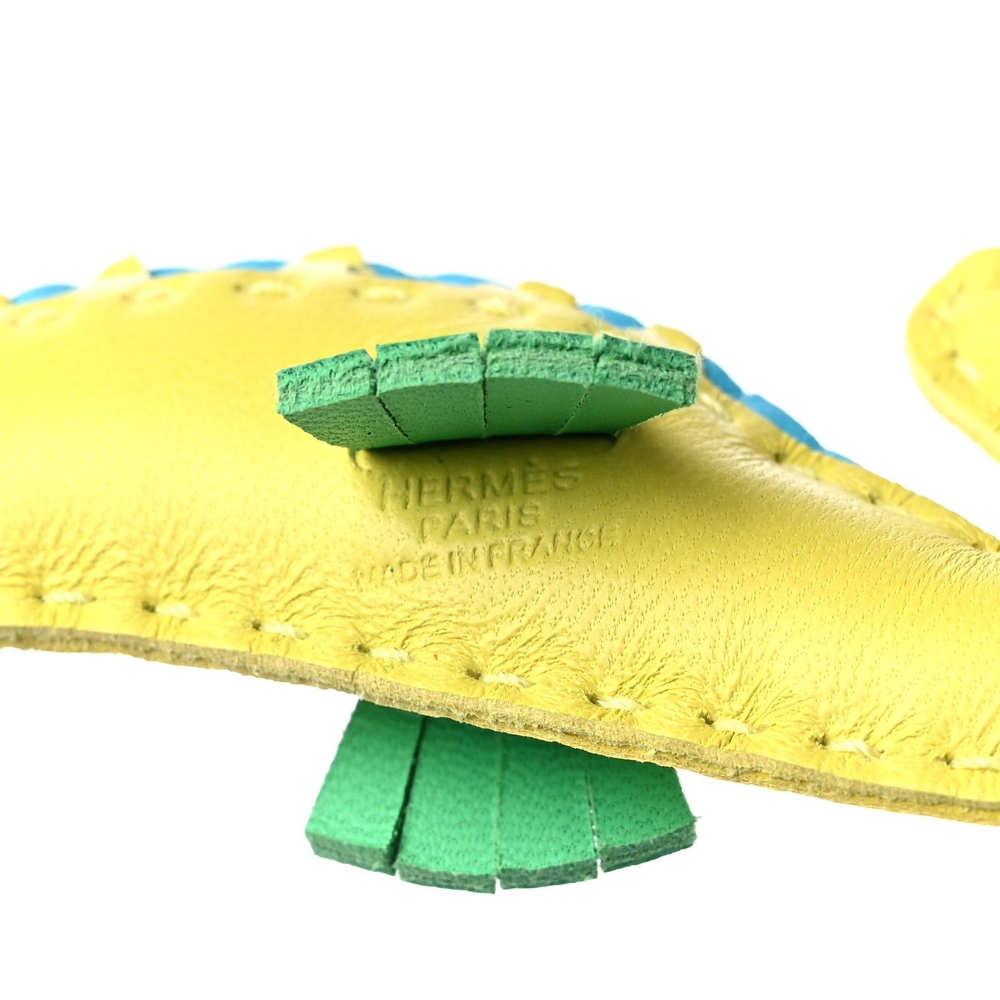 Milo Lambskin Hippo Bag Charm Lime Vert Comics Bleu Azteque