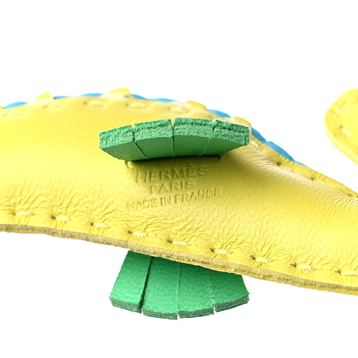 Hermes Milo Lambskin Hippo Bag Charm Lime Vert Comics Bleu Azteque 3 of 3