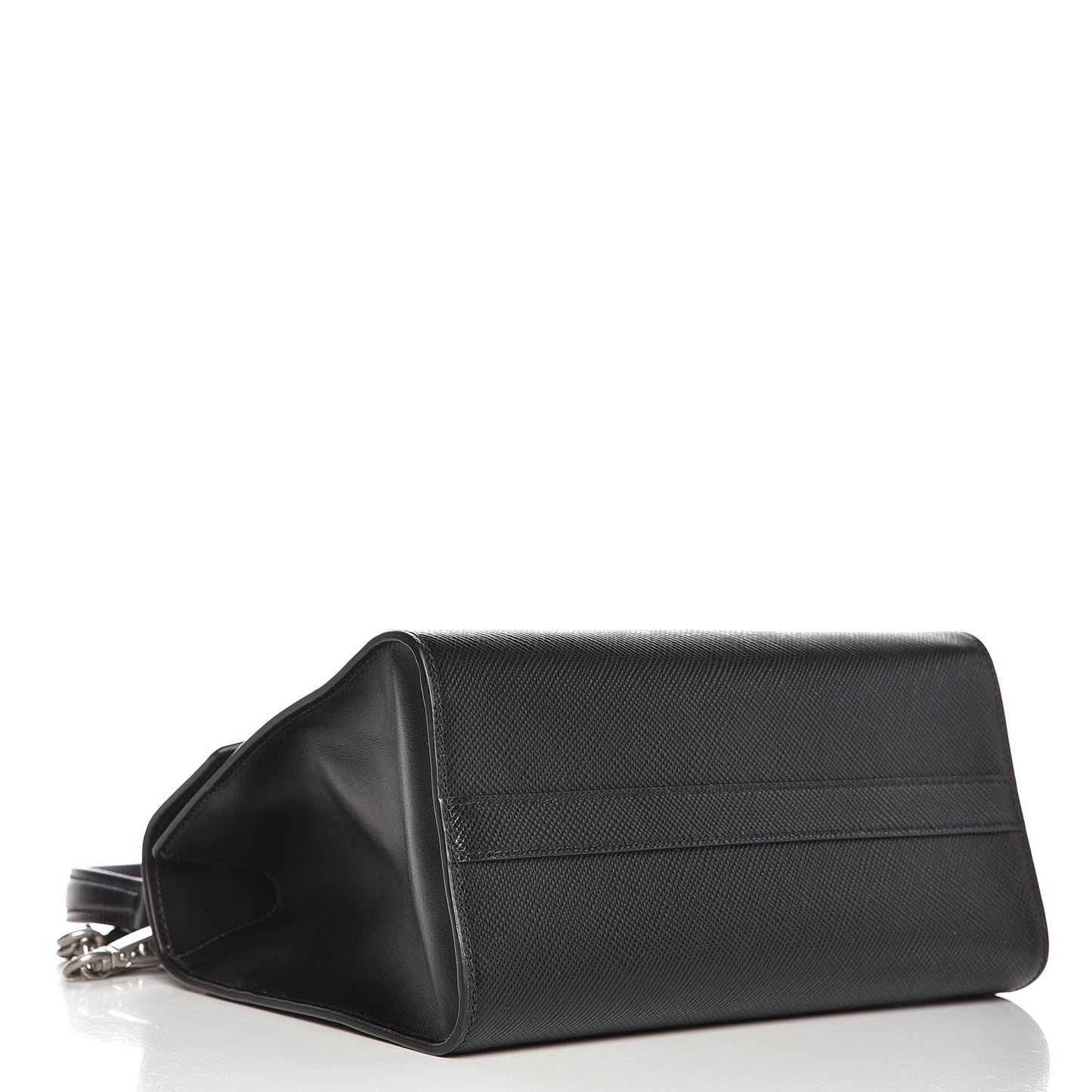 Saffiano Cuir Calfskin Monochrome Envelope Flap Top Handle Chain Shoulder Bag Black