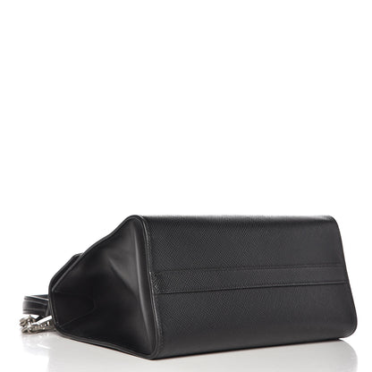 Prada Saffiano Cuir Calfskin Monochrome Envelope Flap Top Handle Chain Shoulder Bag Black 3 of 5
