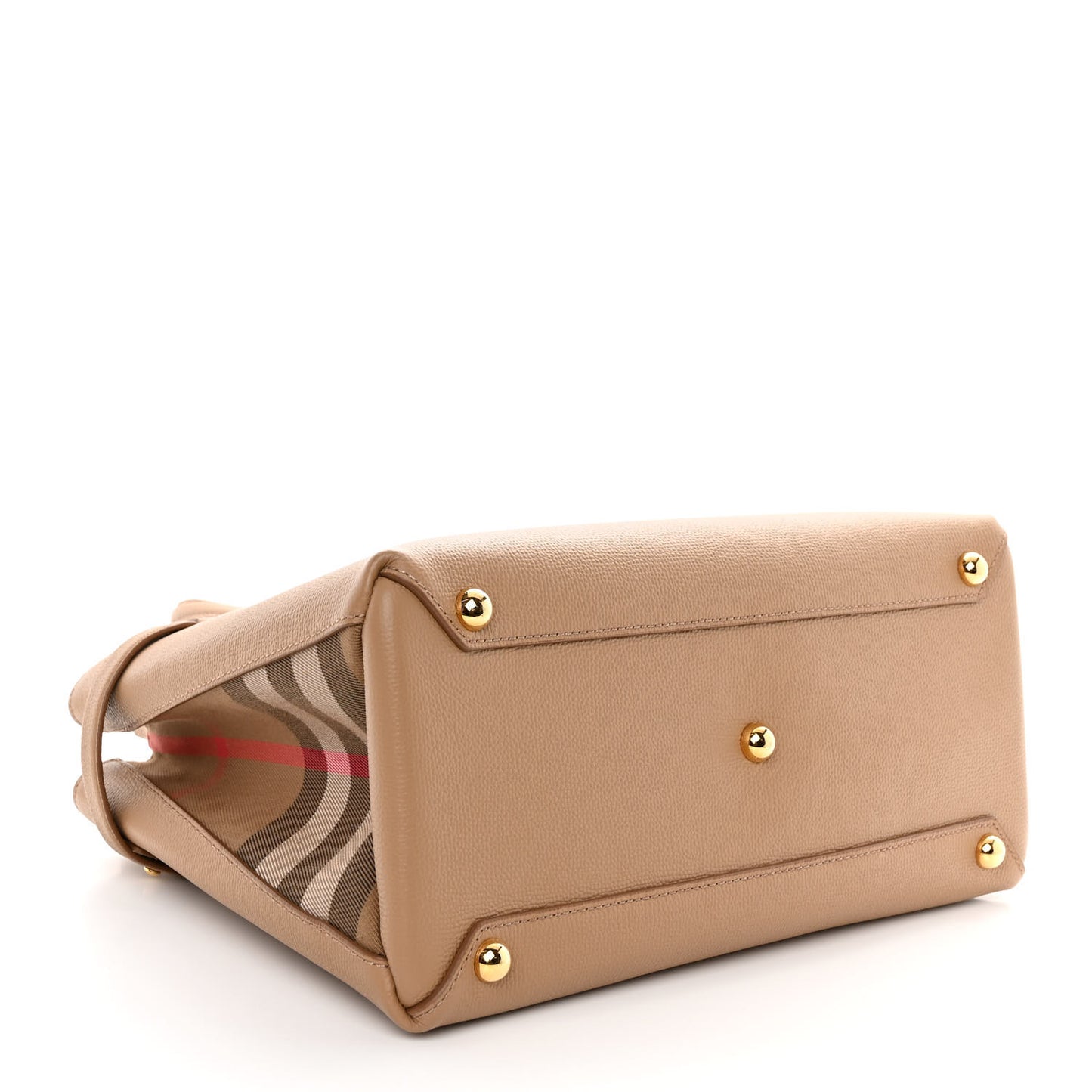 Derby Calfskin House Check Medium Banner Tote Camel
