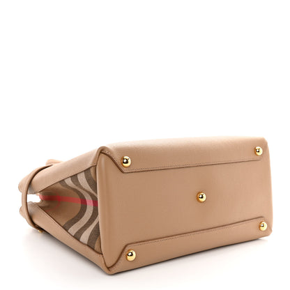 Burberry Derby Calfskin House Check Medium Banner Tote Camel 4 of 9