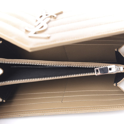 Saint Laurent Grain De Poudre Matelasse Chevron Monogram Flap Wallet Deep Beige 4 of 7