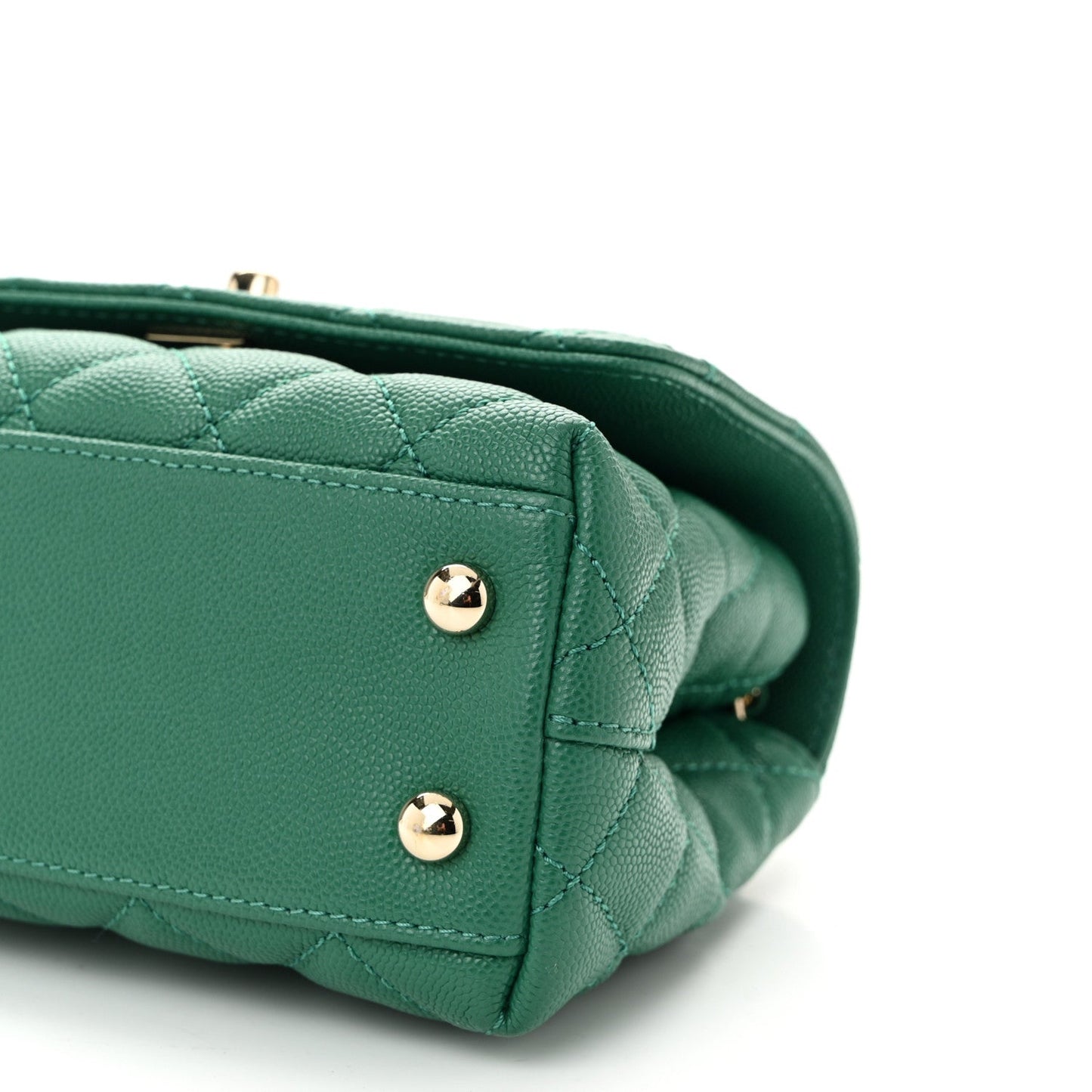Caviar Quilted Extra Mini Coco Handle Flap Green