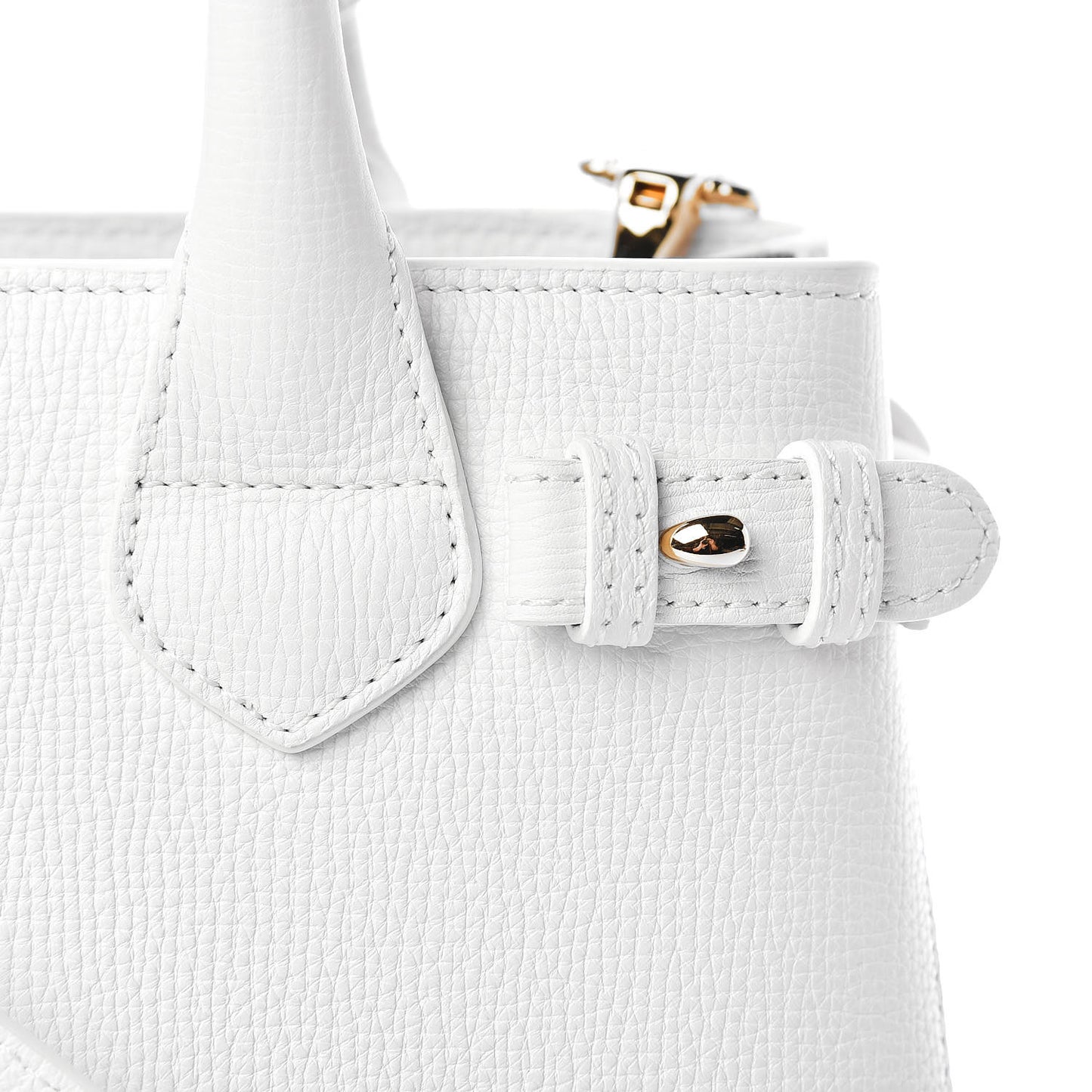 Grainy Calfskin House Check Small Banner Tote Limestone