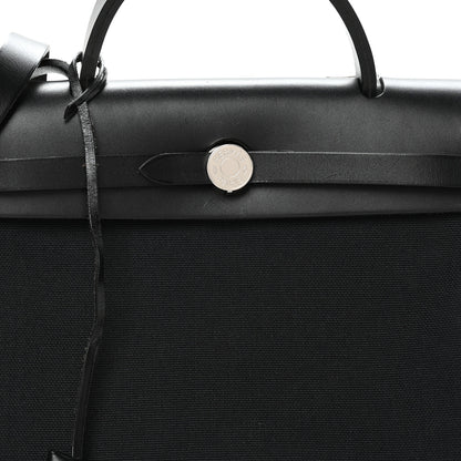 Hermes Military Toile Vache Hunter Herbag Zip Retourne 31 PM Black 9 of 11