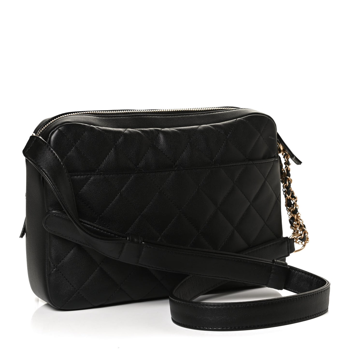 Calfskin Quilted Large Camera Case Black