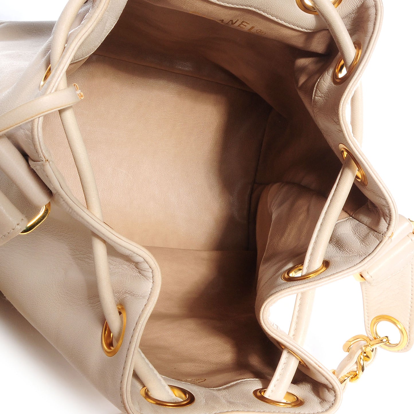Lambskin Drawstring Bag Beige