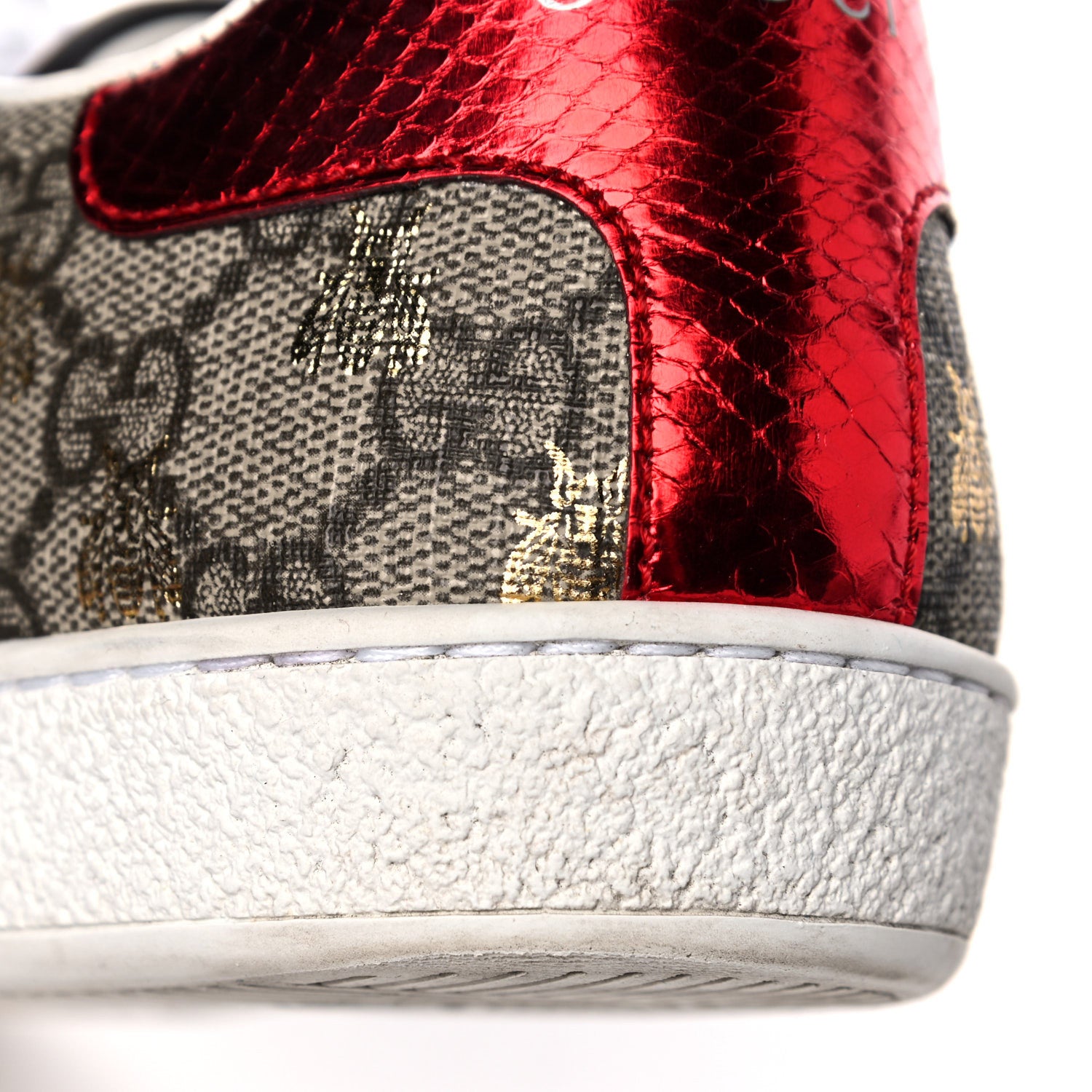 Gucci GG Supreme Monogram Bees Ayers Web Womens Ace Sneakers 38.5 Beige Oro Green Red 10 of 13