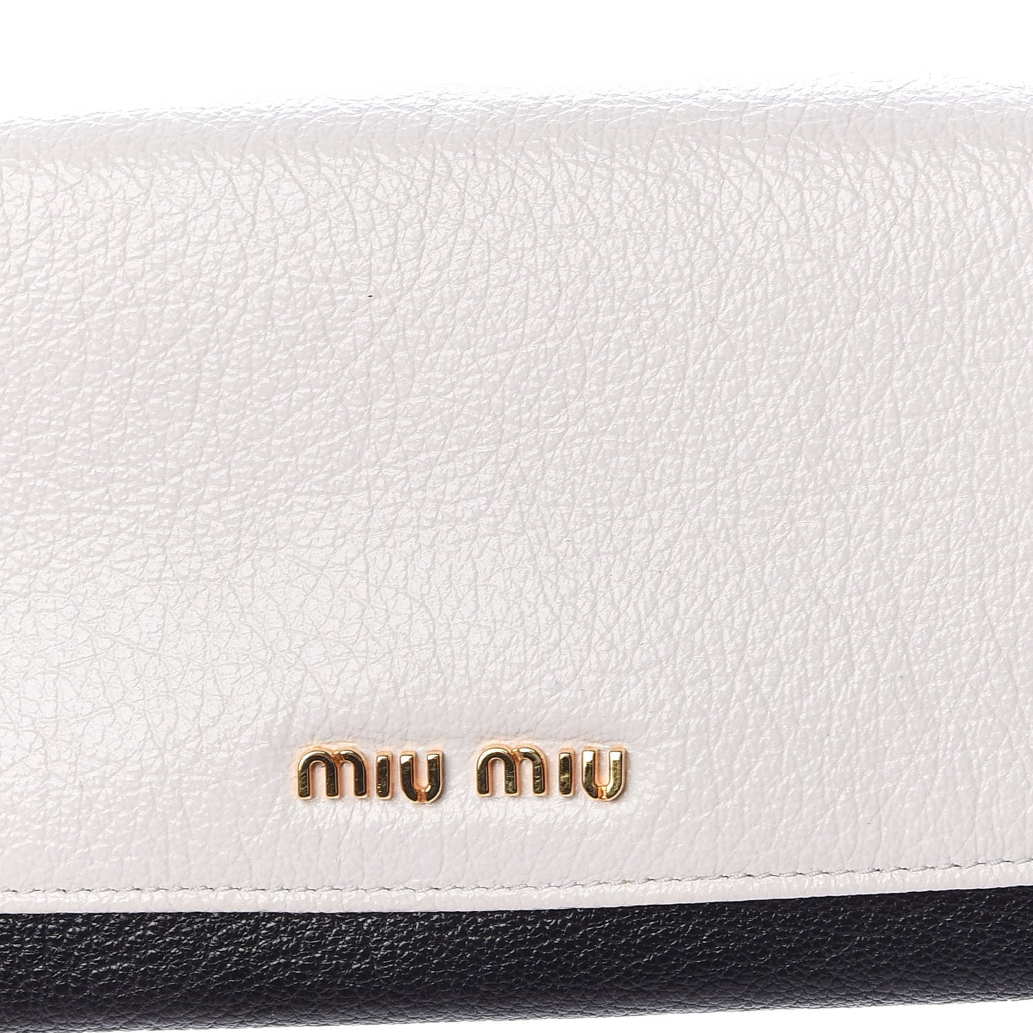 Miu Miu Goatskin Madras Bi-Color Wallet On Chain Black White 10 of 11