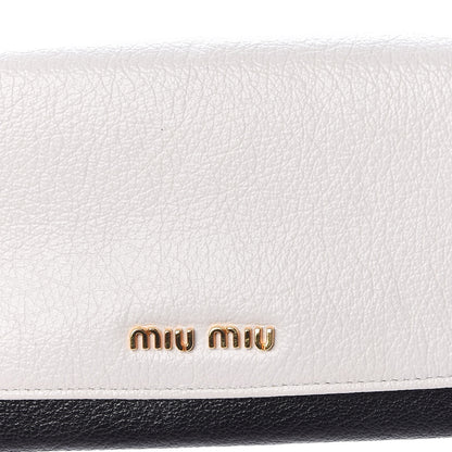 Miu Miu Goatskin Madras Bi-Color Wallet On Chain Black White 10 of 11
