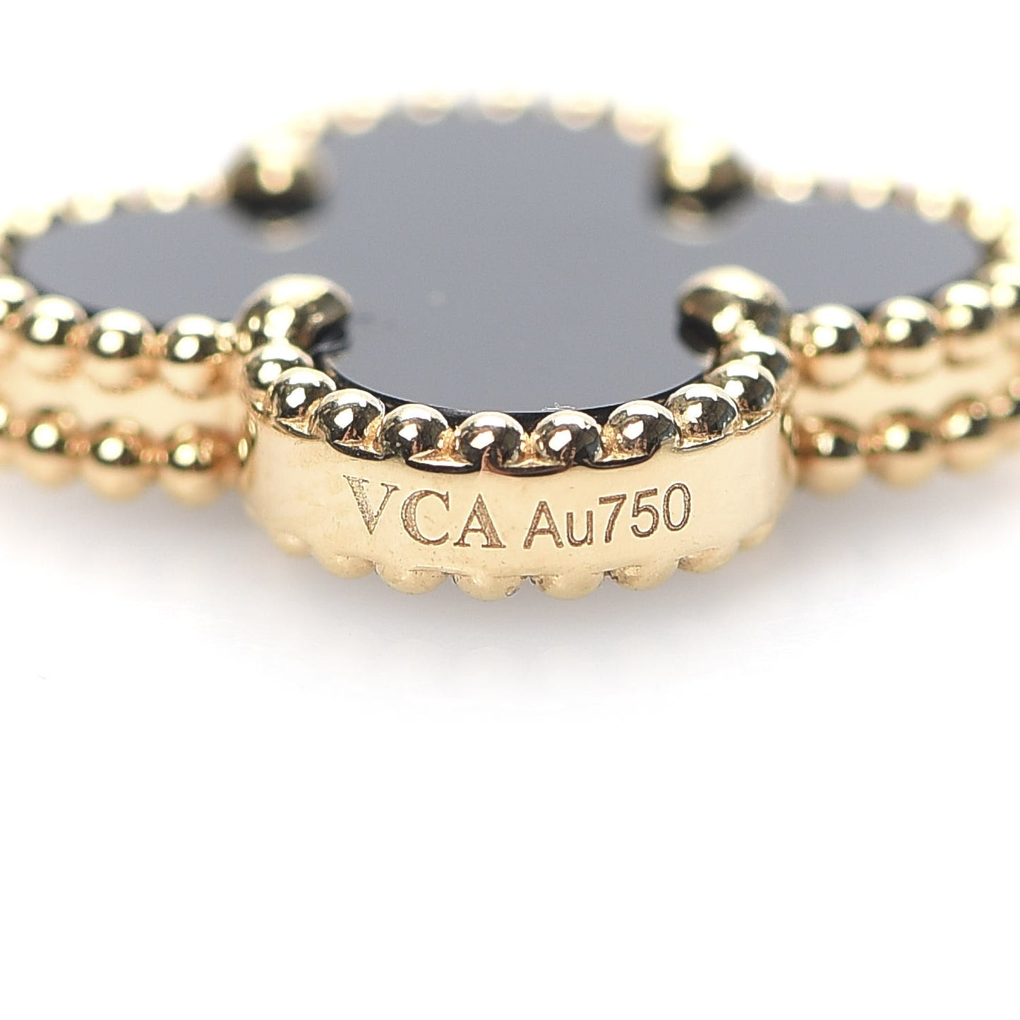 18K Yellow Gold Black Onyx 10 Motifs Vintage Alhambra Necklace