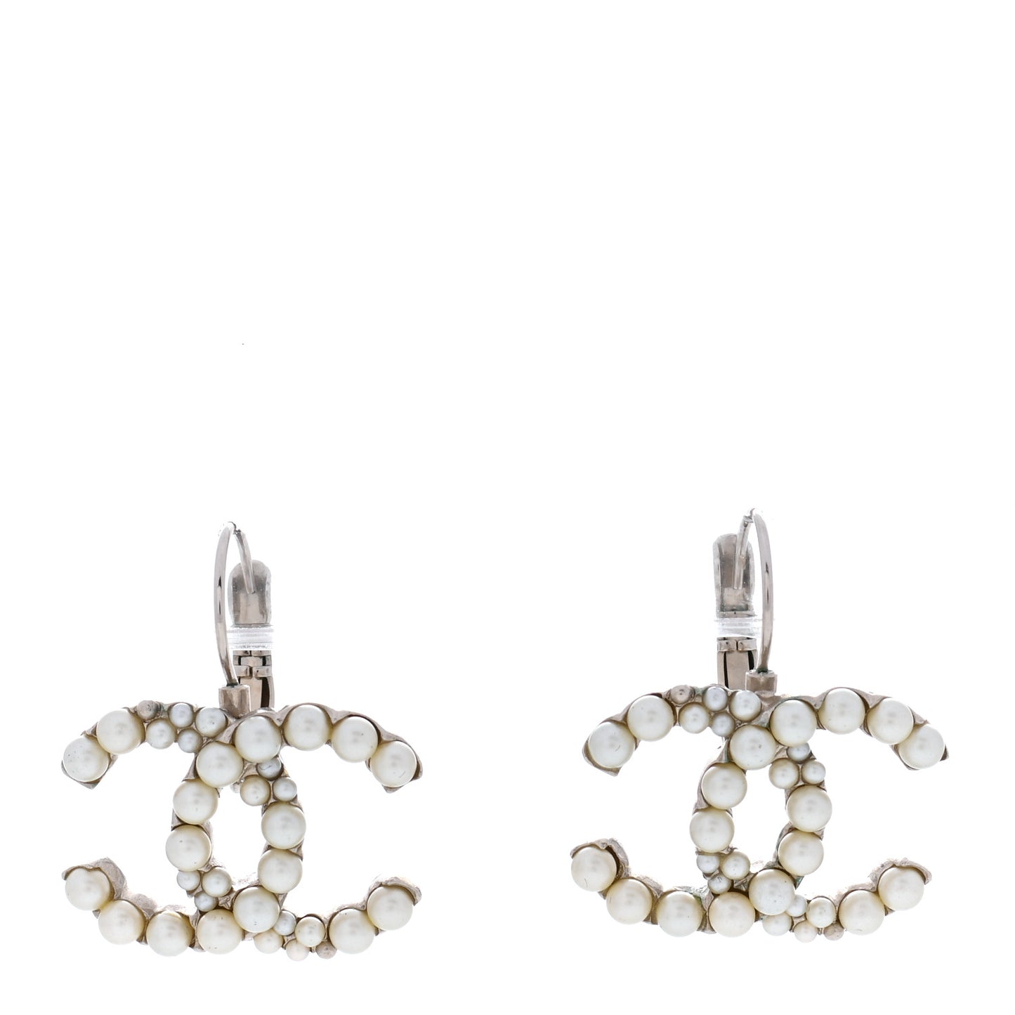 Pearl CC Dangle Earrings Silver