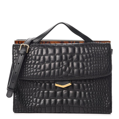 Fendi Nappa Calfskin Crocodile Trapuntata Demi Jour Shoulder Bag Black 1 of 19