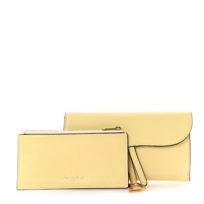 Christian Dior Grained Calfskin Saddle Chain Wallet Pouch Yellow 2 of 8
