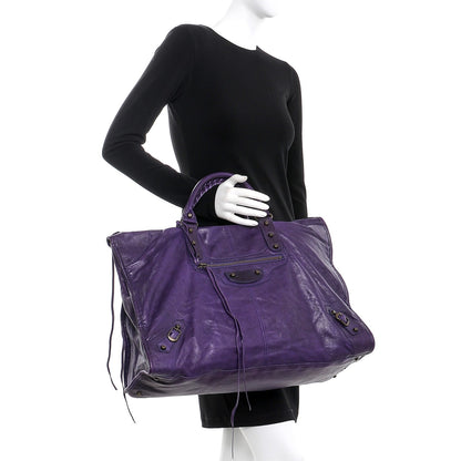 Balenciaga Agneau Classic Hardware Weekender Eggplant 2 of 7