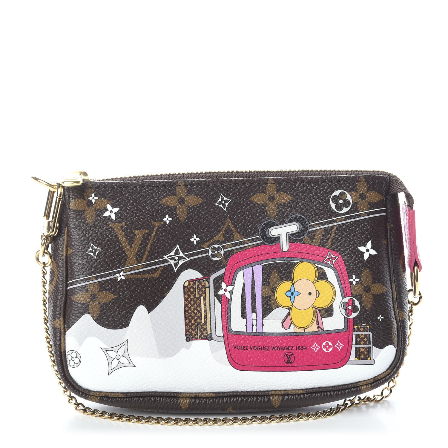 Louis Vuitton Monogram 2019 Christmas Animation Mini Courchevel Pochette Accessories Fuchsia 1 of 5