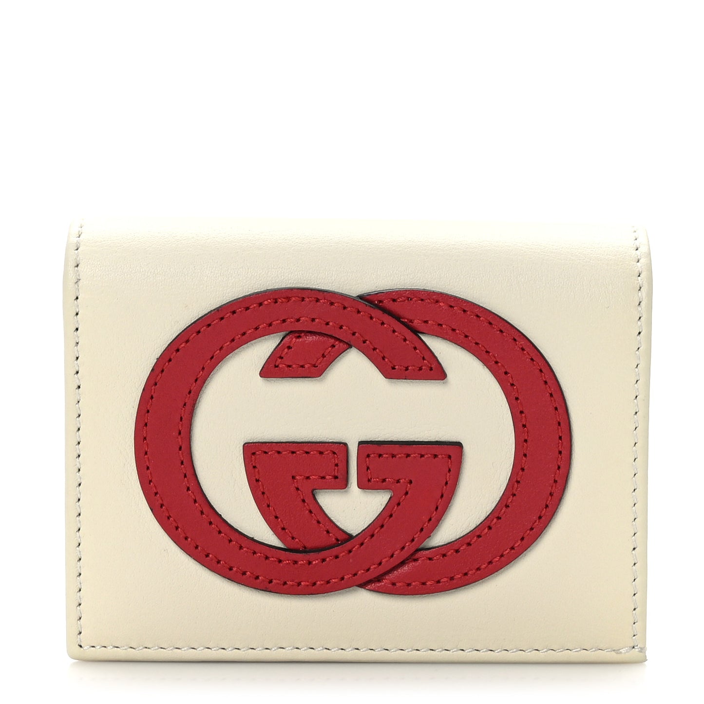 Vitello Eclipse Interlocking G Wallet Mystic White Hibiscus Red
