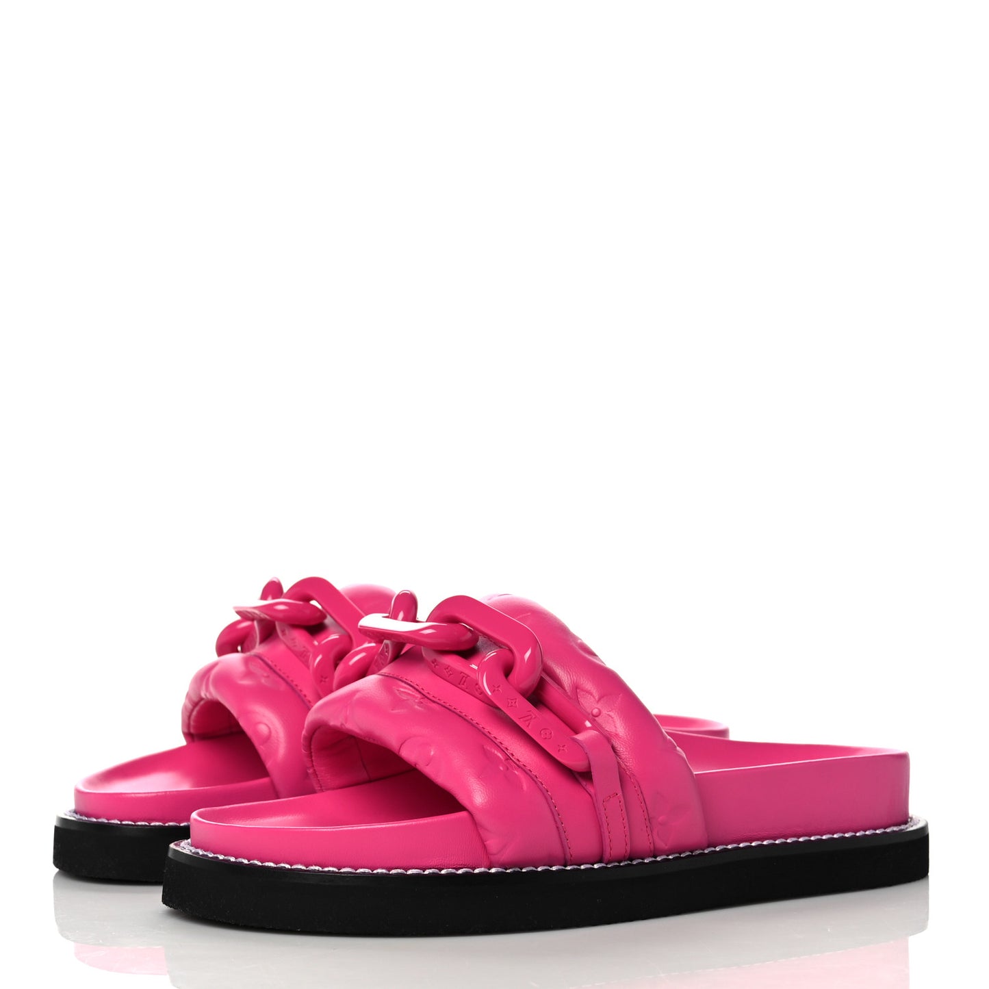 Calfskin Embossed Monogram Sunset Flat Comfort Mule 37 Rose Pop