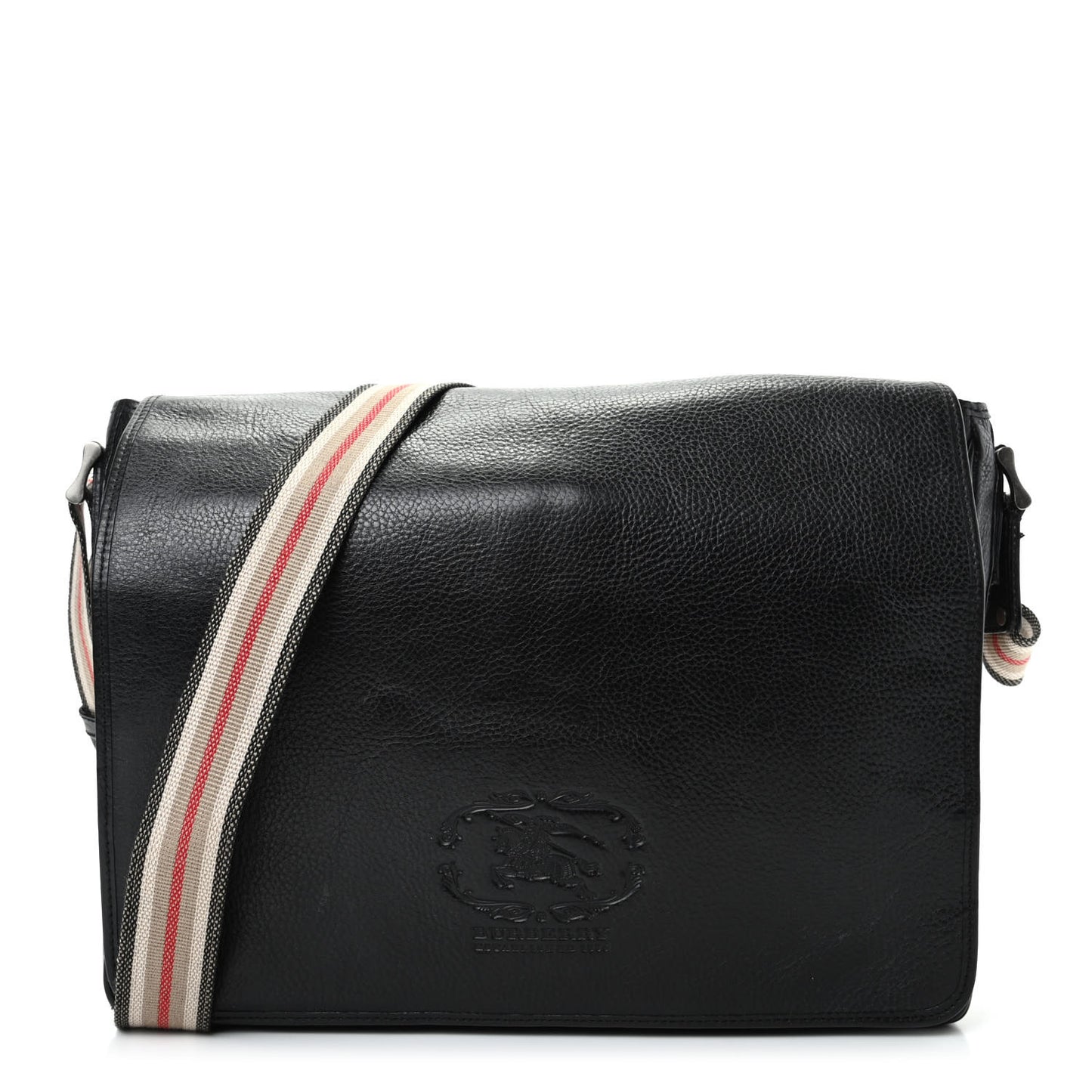 Grainy Calfskin Messenger Bag Black