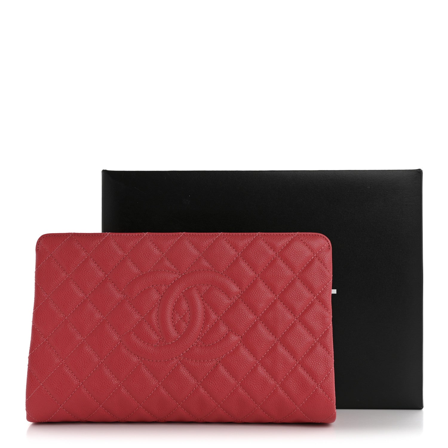 Chanel Caviar Quilted CC Large Clutch Coral 10 of 10