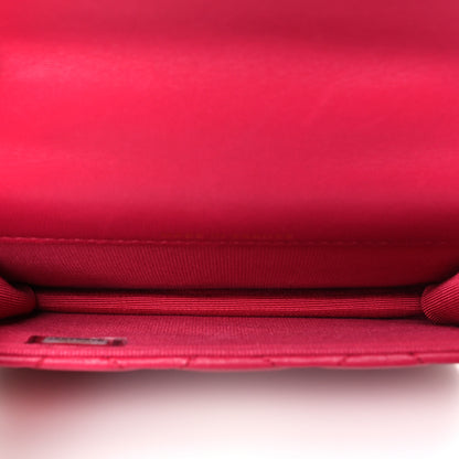 Chanel Lambskin Quilted Top Handle Flap Coin Purse With Chain Dark Pink 5 of 12