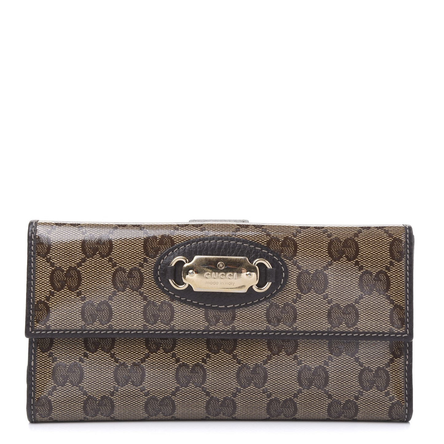 Crystal Monogram Continental Wallet Brown