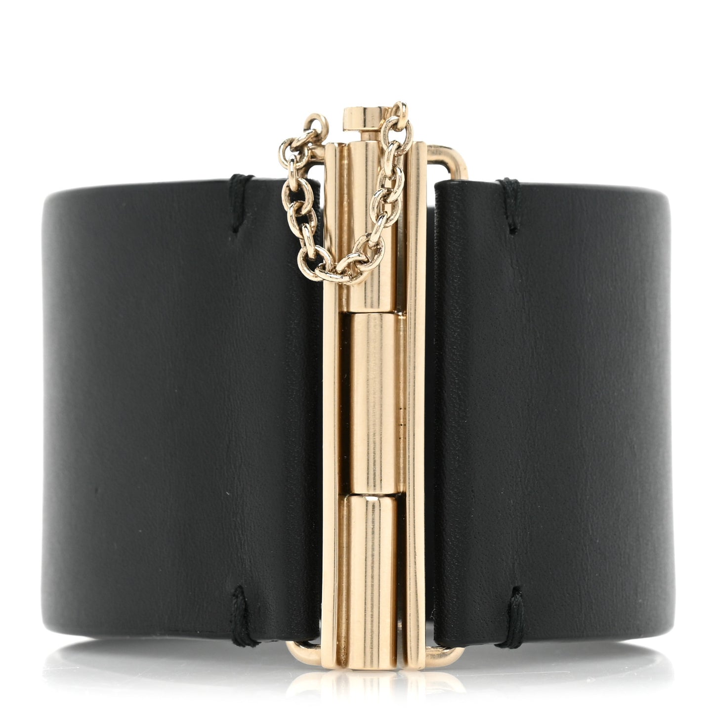 Calfskin CC Wide Cuff M Black Gold