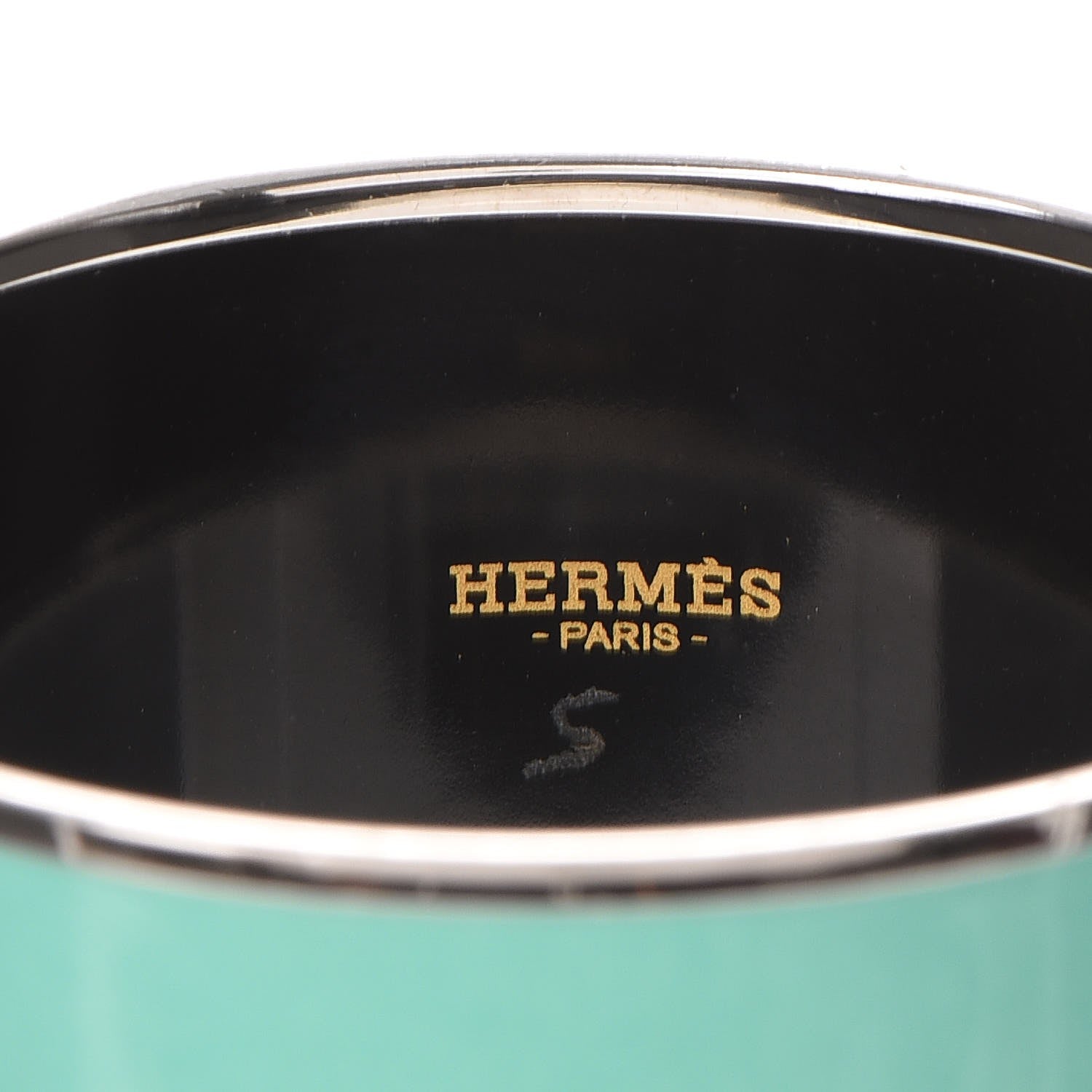 Hermes Enamel Printed Extra Wide Caleche Bracelet 62 Vert Aqua 4 of 8