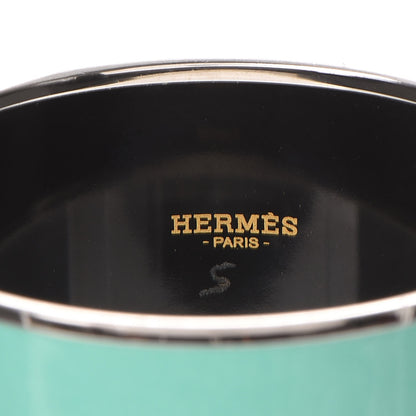 Hermes Enamel Printed Extra Wide Caleche Bracelet 62 Vert Aqua 4 of 8