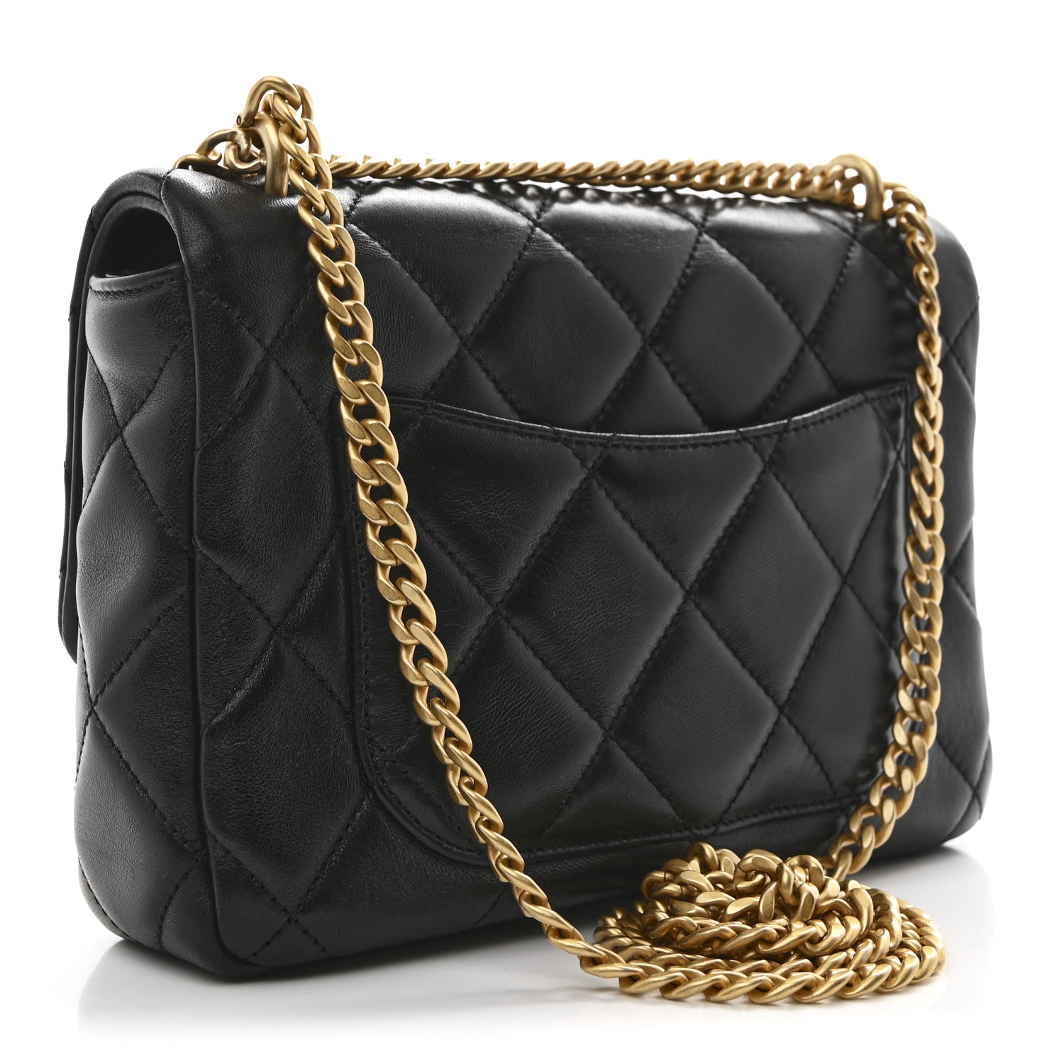 Chanel Lambskin Enamel Quilted Pending CC Square Flap Black 3 of 10