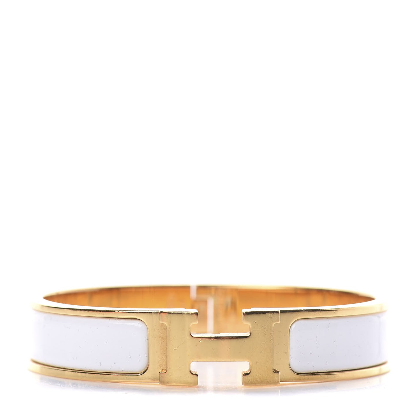 Enamel Narrow Clic Clac H Bracelet PM White