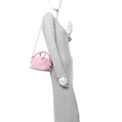 Fendi Velvet FF Embossed Mini Boston Box Rose Confetto 2 of 14