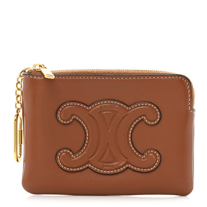 Celine Smooth Calfskin Cuir Triomphe Coin and Card Pouch With Hook Tan 1 of 12
