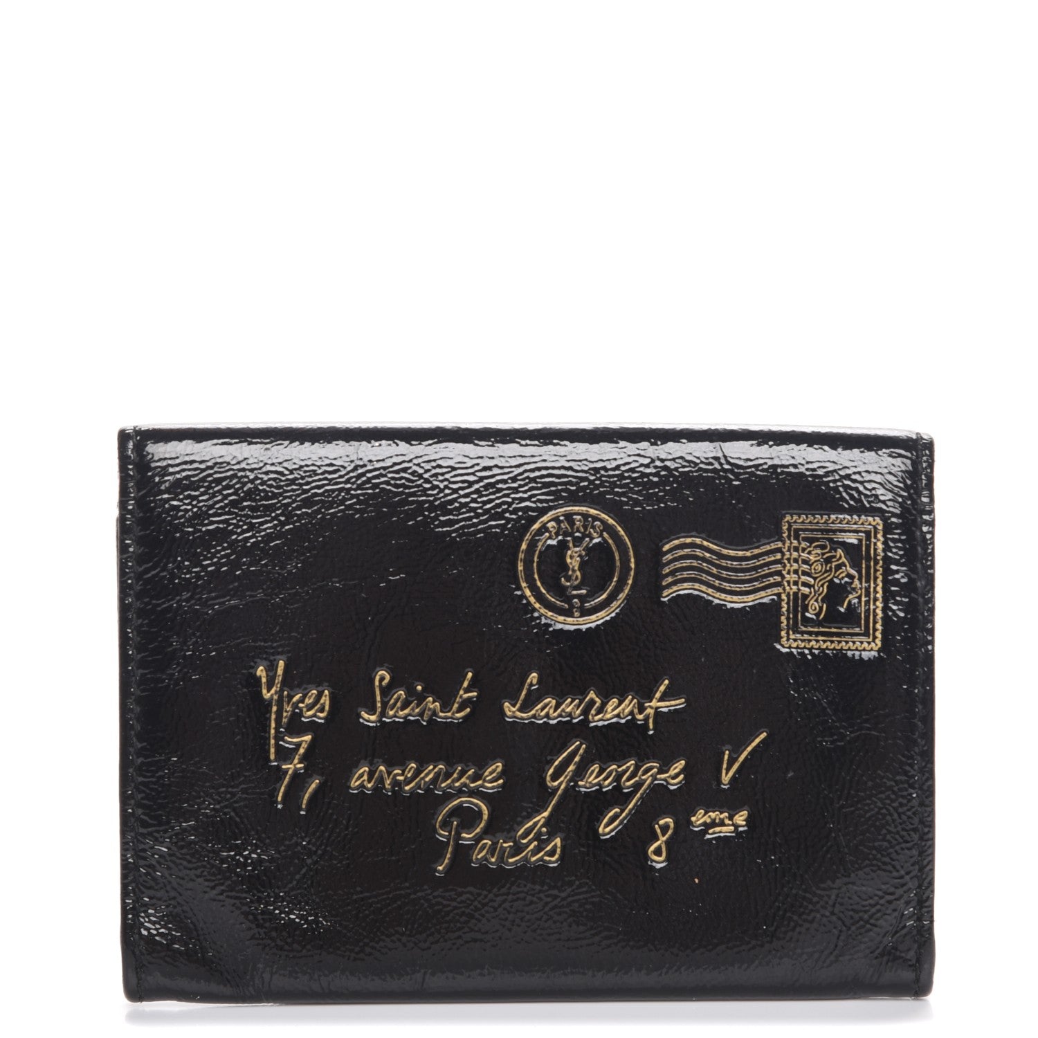 Saint Laurent Patent Y-Mail Coin Purse Black 1 of 7